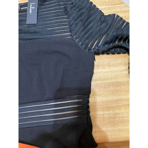 Lulu's Black Dress Sheer Sleeves and Waist Size M NWT - Picture 3 of 12